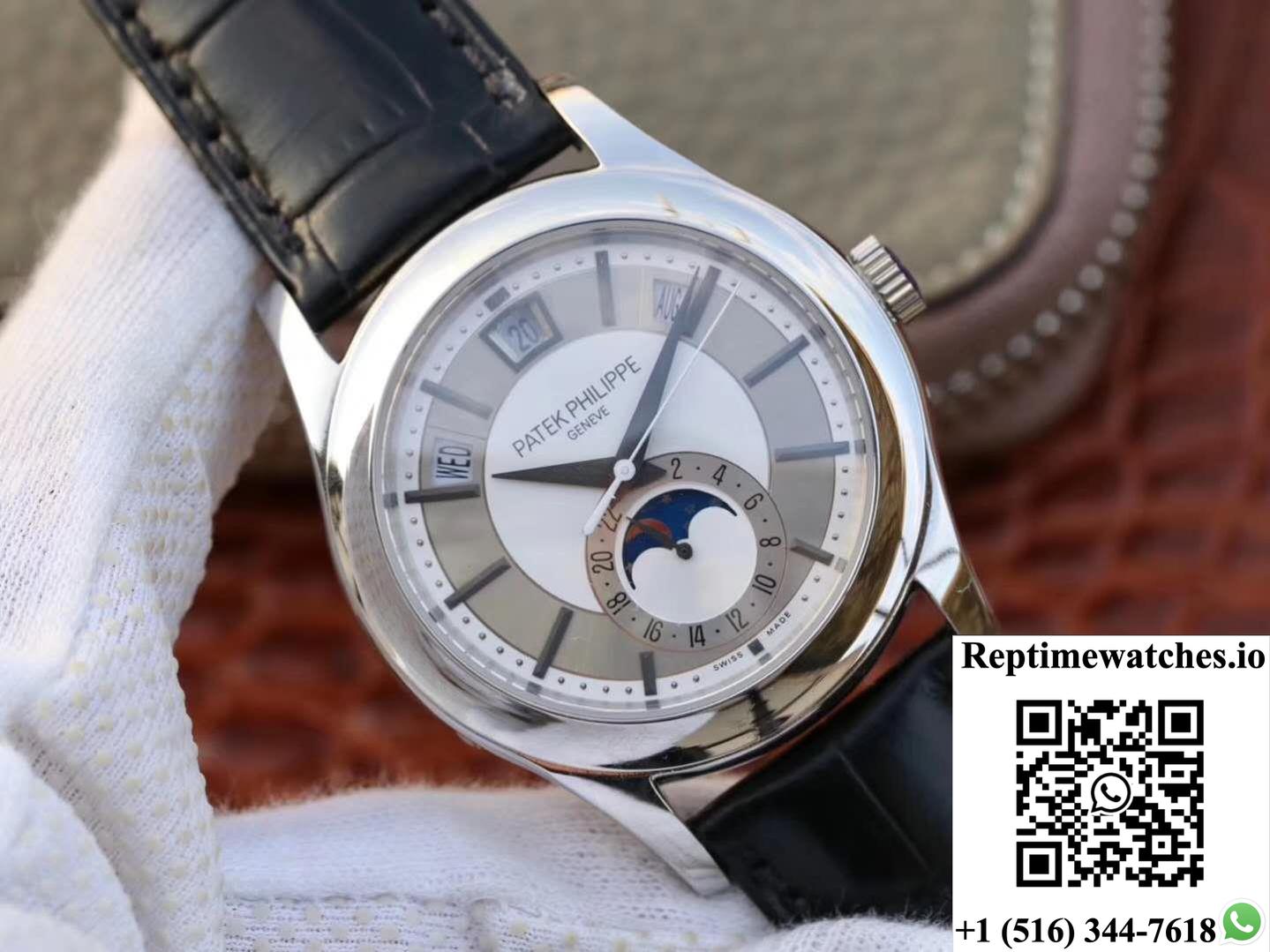 Patek Philippe Annual Calendar 5205G-001 Rhodium Dial-Rep Time Watches