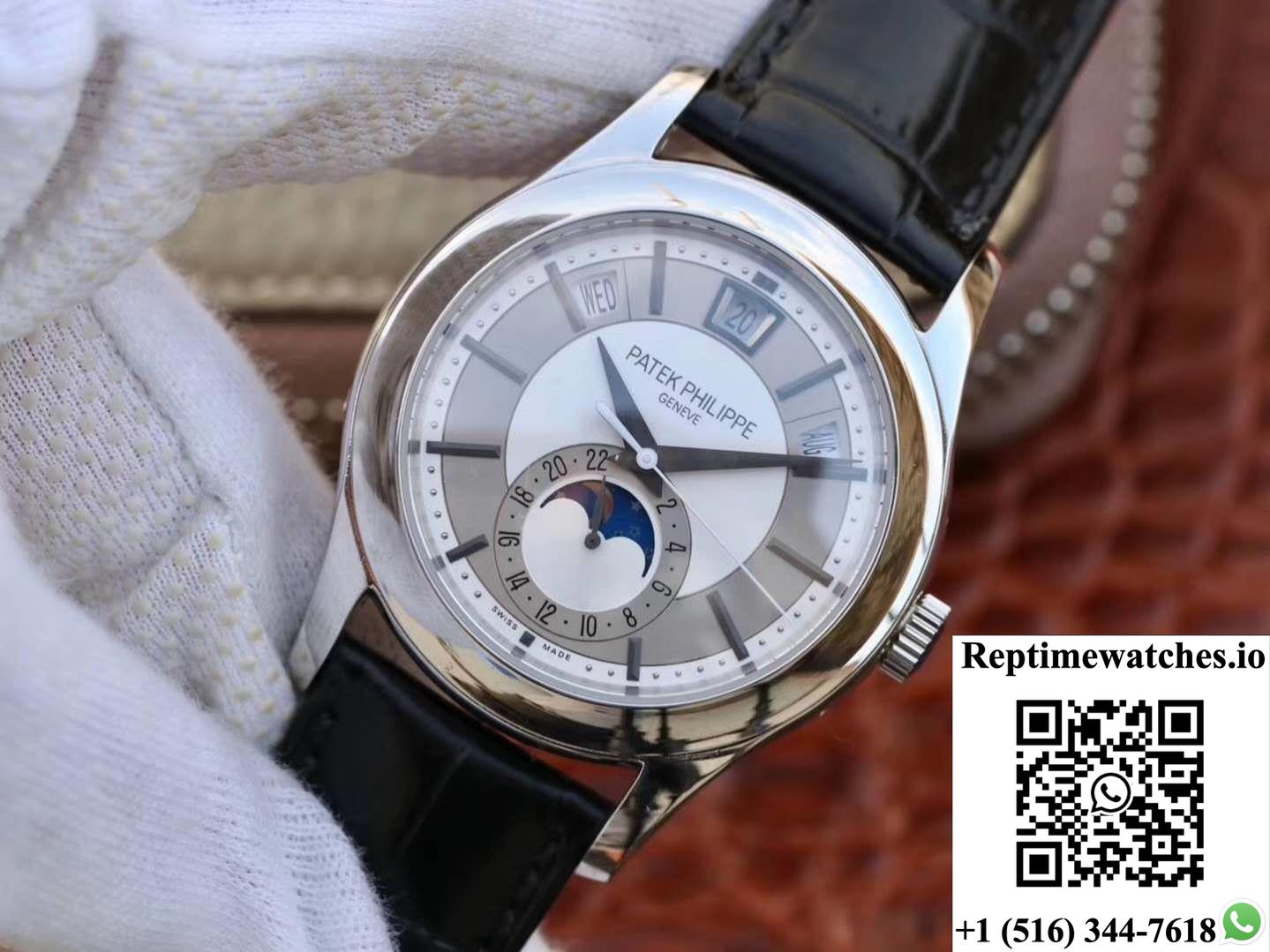 Patek Philippe Annual Calendar 5205G-001 Rhodium Dial-Rep Time Watches