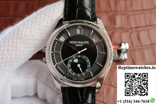Patek Philippe Annual Calendar 5205R-001 Km Factory Black Dial Cowhide Strap-Rep Time Watches