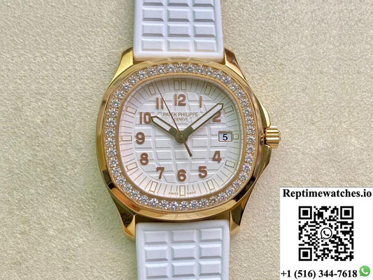 Patek Philippe Aquanaut 5067A Quartz Ladies Ppf Factory Yellow Gold Diamond-Set Bezel-Rep Time Watches