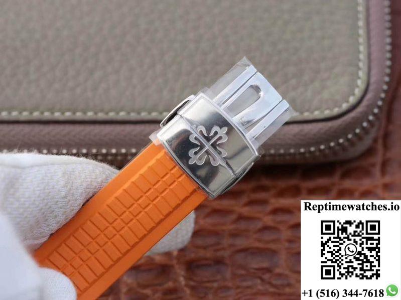 Patek Philippe Aquanaut Chronograph 5968A Orange Rubber Strap Black Dial-Rep Time Watches