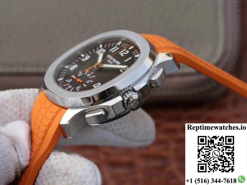 Patek Philippe Aquanaut Chronograph 5968A Orange Rubber Strap Black Dial-Rep Time Watches
