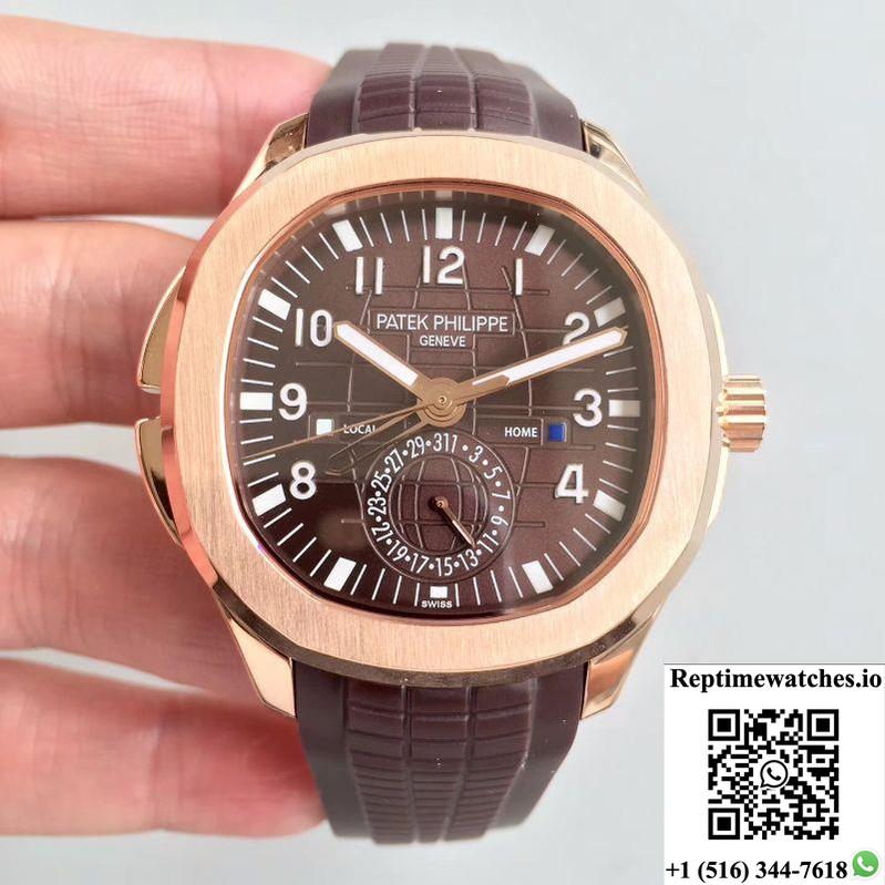 Patek Philippe Aquanaut Travel Time 5164R-001 Rose Gold Chocolate Dial-Rep Time Watches