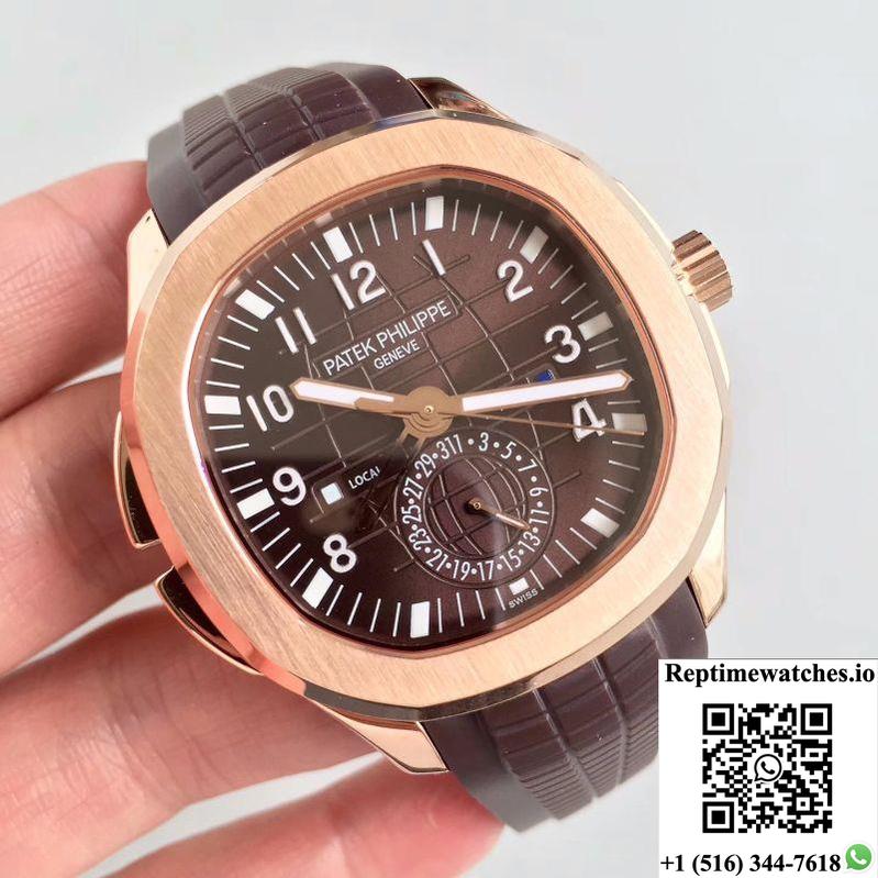 Patek Philippe Aquanaut Travel Time 5164R-001 Rose Gold Chocolate Dial-Rep Time Watches