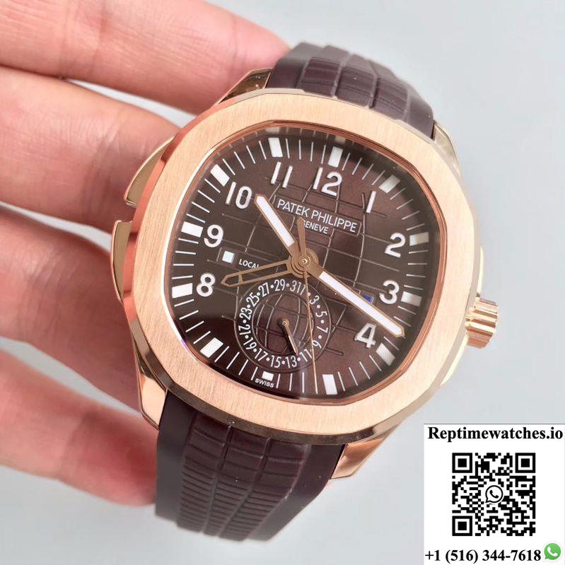 Patek Philippe Aquanaut Travel Time 5164R-001 Rose Gold Chocolate Dial-Rep Time Watches