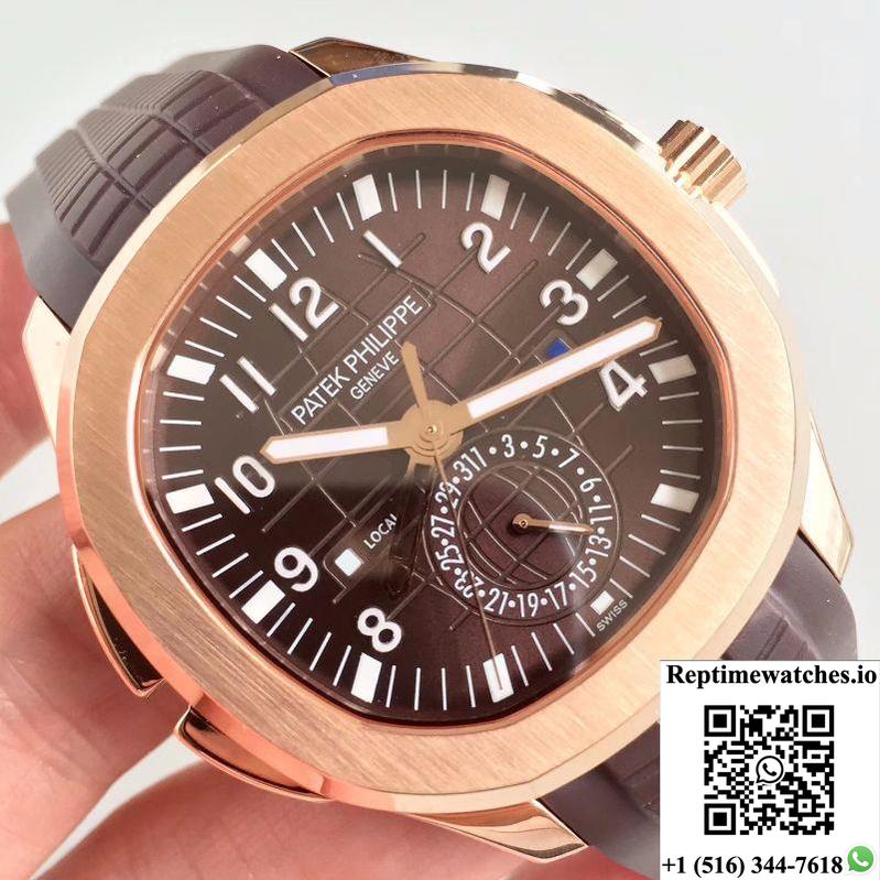 Patek Philippe Aquanaut Travel Time 5164R-001 Rose Gold Chocolate Dial-Rep Time Watches