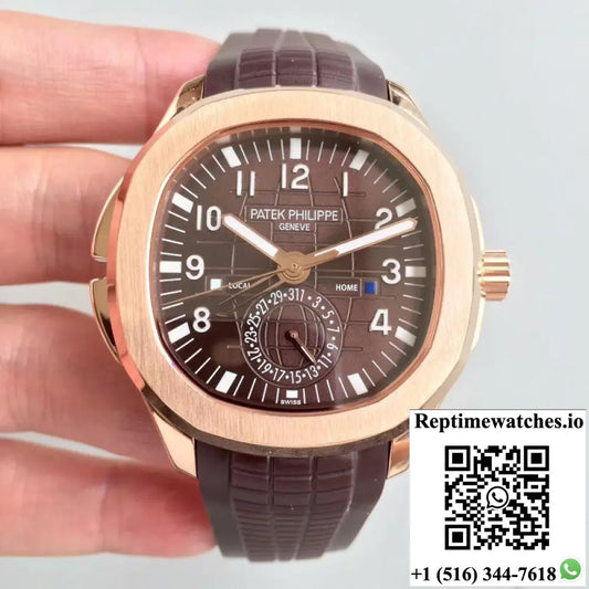 Patek Philippe Aquanaut Travel Time 5164R-001 Rose Gold Chocolate Dial - Watches