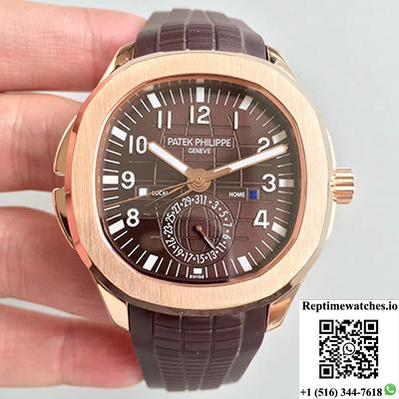 Patek Philippe Aquanaut Travel Time 5164R-001 Rose Gold Chocolate Dial-Rep Time Watches
