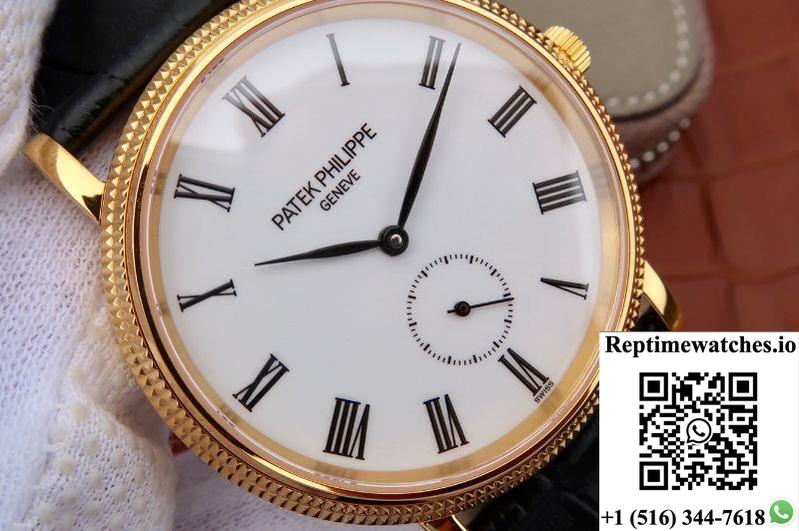 Patek Philippe Calatrava 5119G-002 Rose Gold White Dial-Rep Time Watches
