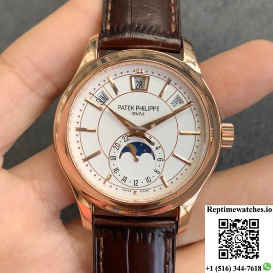 Patek Philippe Complications 5205R-001 Gr Factory Rose Gold Milky White Dial-Rep Time Watches