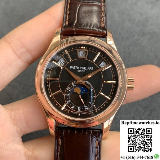 Patek Philippe Complications 5205R-010 Gr Factory Rose Gold Black Dial-Rep Time Watches