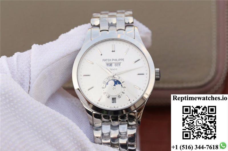 Patek Philippe Complications Annual Calendar 5396G Km Factory Steel Strap White Dial-Rep Time Watches
