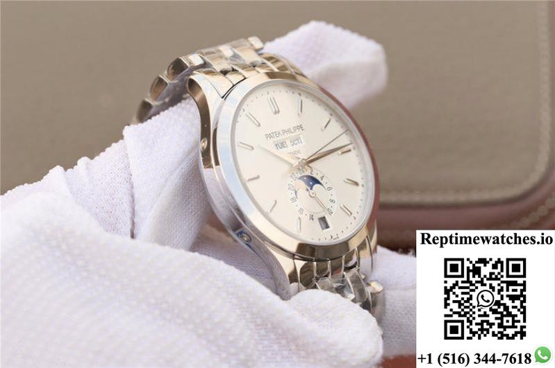 Patek Philippe Complications Annual Calendar 5396G Km Factory Steel Strap White Dial-Rep Time Watches