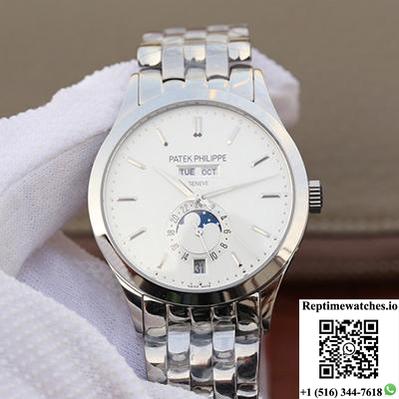 Patek Philippe Complications Annual Calendar 5396G Km Factory Steel Strap White Dial-Rep Time Watches
