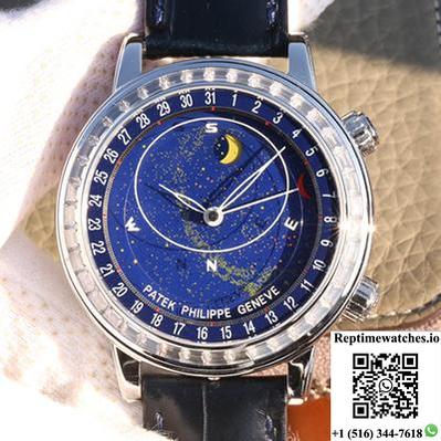 Patek Philippe Grand Complications Sky Moon Celestial 6102P-001 Twa Factory Blue Dial-Rep Time Watches