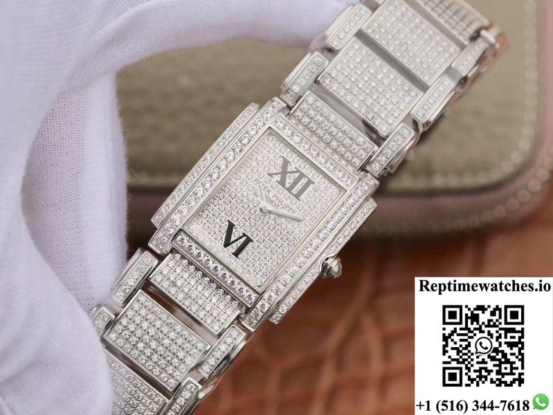 Patek Philippe Ladies Twenty-4 4908/101G-001 Silver Diamond Dial-Rep Time Watches