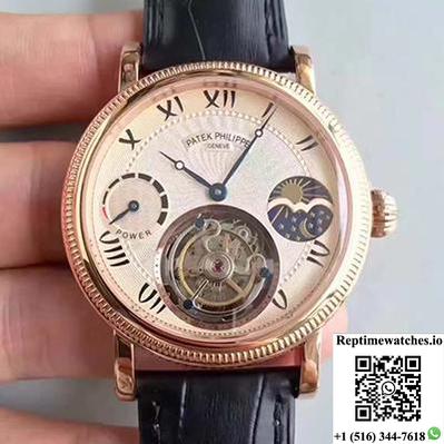 Patek Philippe Moonphase Tourbillon 18K Rose Gold Dial-Rep Time Watches