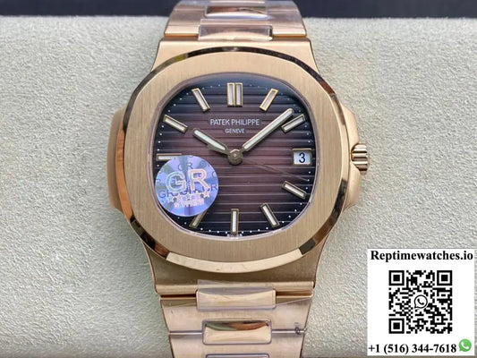 Patek Philippe Nautilus 5711/1R-001 GR Factory V2 Rose Gold Brown Gradient Dial - Watches