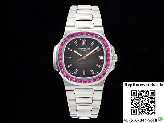 Patek Philippe Nautilus 5711 Gr Factory Diamond-Set Black Dial-Rep Time Watches
