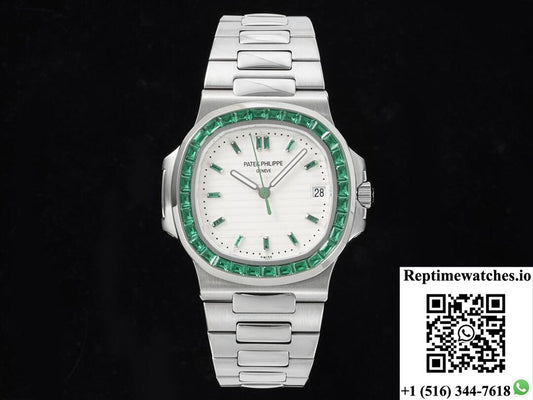 Patek Philippe Nautilus 5711 Gr Factory Diamond-Set White Dial-Rep Time Watches