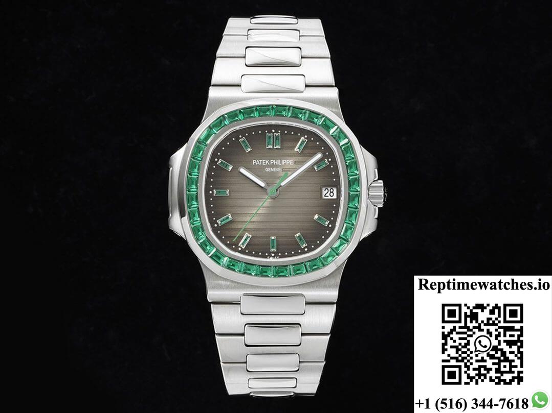 Patek Philippe Nautilus 5711 Gr Factory Green Diamond Bezel-Rep Time Watches