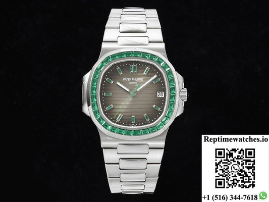 Patek Philippe Nautilus 5711 Gr Factory Green Diamond Bezel-Rep Time Watches