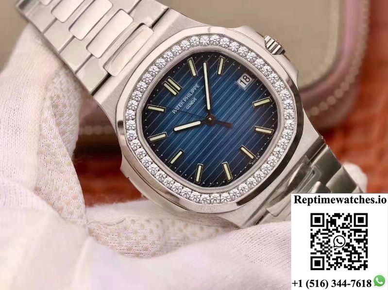 Patek Philippe Nautilus 5711 Pf Factory Diamond Bezel Blue Dial-Rep Time Watches
