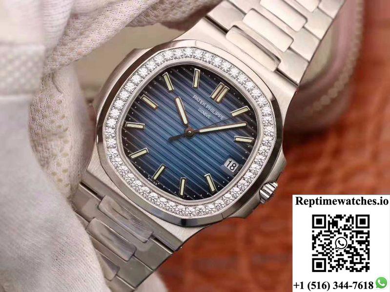 Patek Philippe Nautilus 5711 Pf Factory Diamond Bezel Blue Dial-Rep Time Watches
