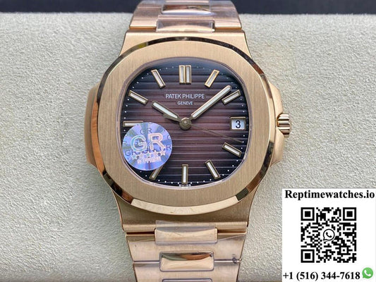 Patek Philippe Nautilus 5711/1R-001 Gr Factory V2 Rose Gold Brown Gradient Dial-Rep Time Watches