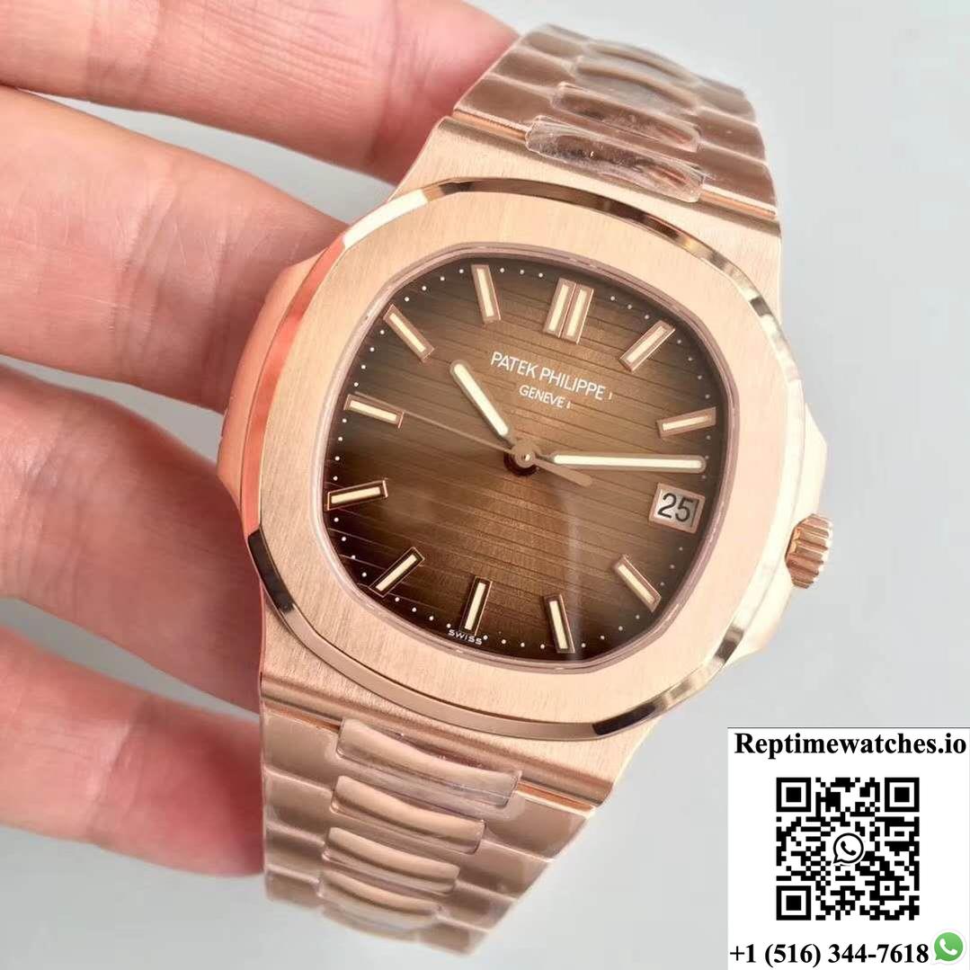 Patek Philippe Nautilus 5711/1R-001 Pf Factory Rose Gold Chocolate Dial-Rep Time Watches