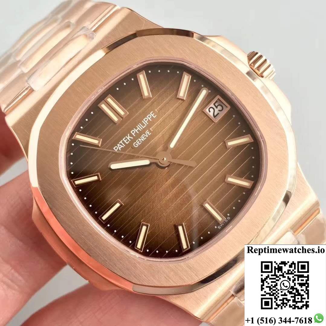 Patek Philippe Nautilus 5711/1R-001 Pf Factory Rose Gold Chocolate Dial-Rep Time Watches