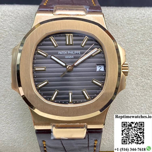 Patek Philippe Nautilus 5711R 3K Factory Rose Gold Grey Dial-Rep Time Watches