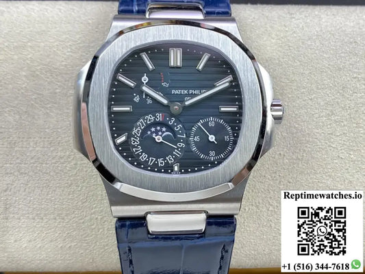 Patek Philippe Nautilus 5712 GR Factory Blue Leather Strap - Watches