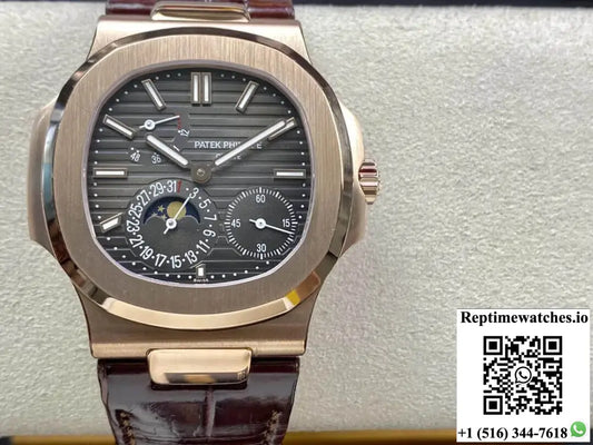 Patek Philippe Nautilus 5712 ZF Factory Brown Leather Strap - Watches