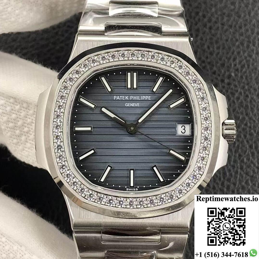 Patek Philippe Nautilus 5713/1G-010 3K Factory Diamond-Set Bezel-Rep Time Watches