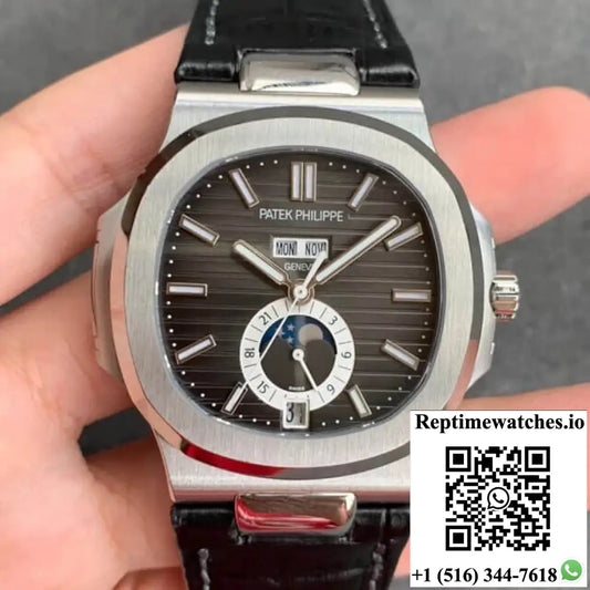Patek Philippe Nautilus 5726/1A-001 GR Factory Black Leather Strap - Watches