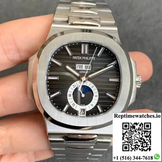 Patek Philippe Nautilus 5726/1A-001 Moonphase GR Factory Stainless Steel Strap - Watches