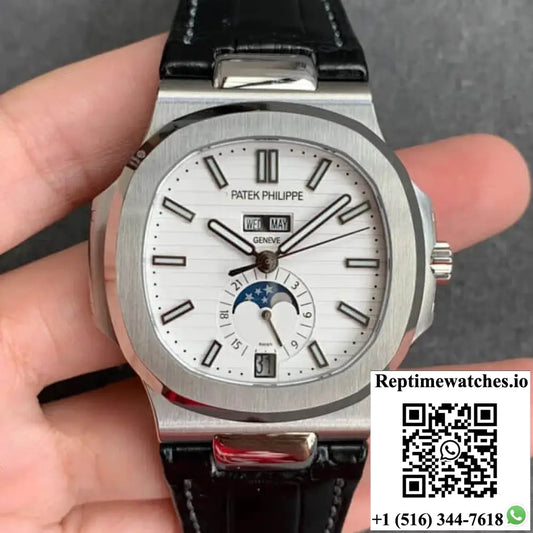 Patek Philippe Nautilus 5726/1A-010 GR Factory Black Leather Strap - Watches