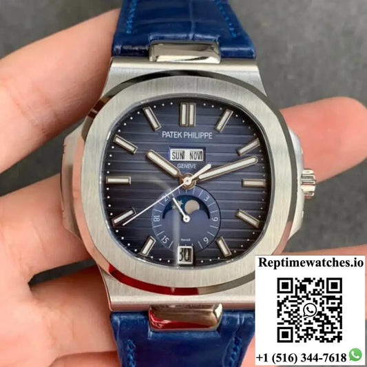Patek Philippe Nautilus 5726/1A-014 GR Factory Blue Leather Strap - Watches