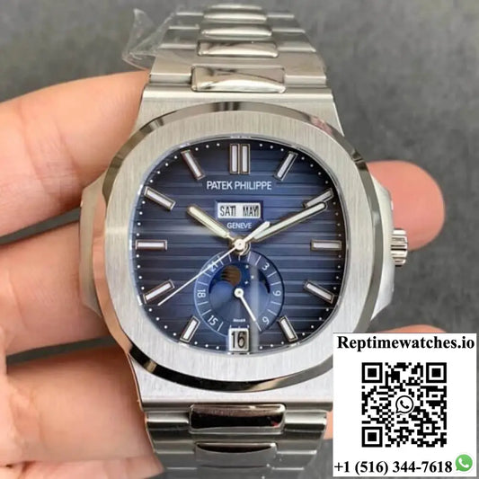 Patek Philippe Nautilus 5726/1A-014 Moonphase GR Factory Stainless Steel Strap - Watches