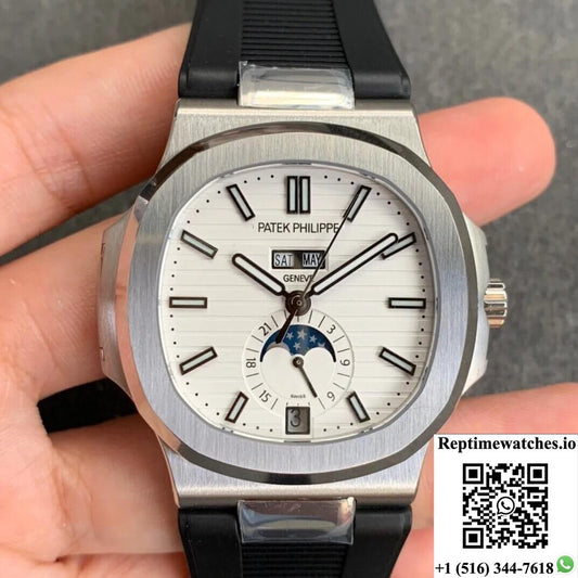 Patek Philippe Nautilus 5726 Moonphase Gr Factory V2 White Dial-Rep Time Watches