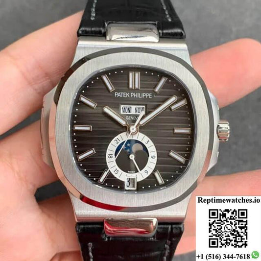 Patek Philippe Nautilus 5726/1A-001 Gr Factory Black Leather Strap-Rep Time Watches