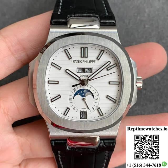 Patek Philippe Nautilus 5726/1A-010 Gr Factory Black Leather Strap-Rep Time Watches