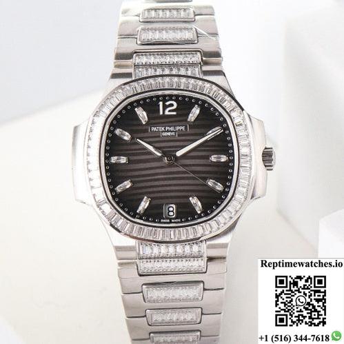 Patek Philippe Nautilus 7014-1G-001 Gr Factory Diamond Strap-Rep Time Watches