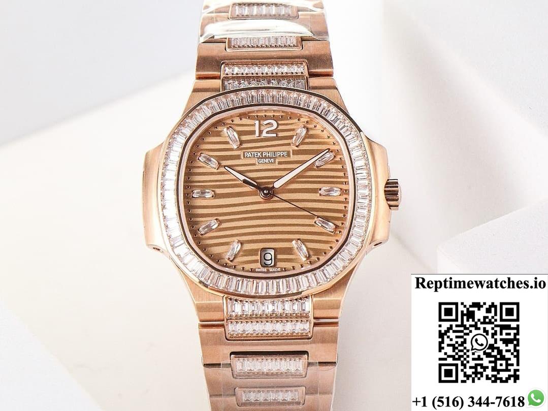 Patek Philippe Nautilus 7014-1R-001 Gr Factory Diamond Dial-Rep Time Watches