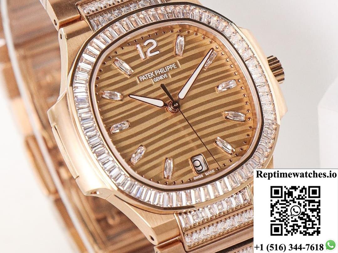 Patek Philippe Nautilus 7014-1R-001 Gr Factory Diamond Dial-Rep Time Watches