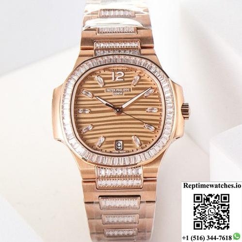 Patek Philippe Nautilus 7014-1R-001 Gr Factory Diamond Dial-Rep Time Watches