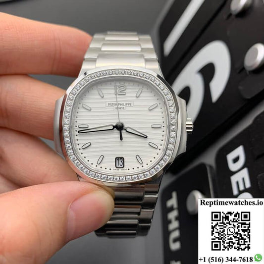 Patek Philippe Nautilus 7118/1200A-010 3K Factory Diamond-Set Bezel-Rep Time Watches