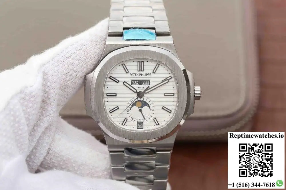 Patek Philippe Nautilus Annual Calendar Moonphase 5726/1A-010 KM Factory White Dial - Watches