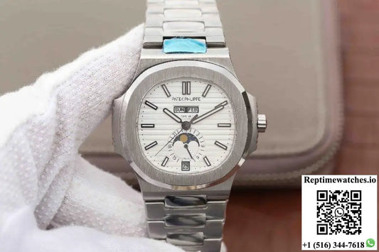 Patek Philippe Nautilus Annual Calendar Moonphase 5726/1A-010 KM Factory White Dial - Watches